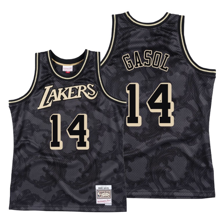 Men's Los Angeles Lakers Marc Gasol #14 NBA Toile Hardwood Classics Black Basketball Jersey YDR3883XR